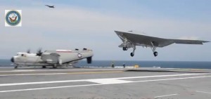X-47B landing USS aircraft carrier