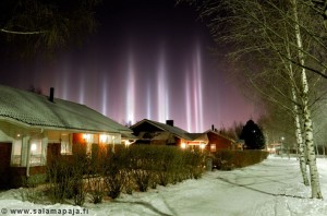 Light pillars over finland